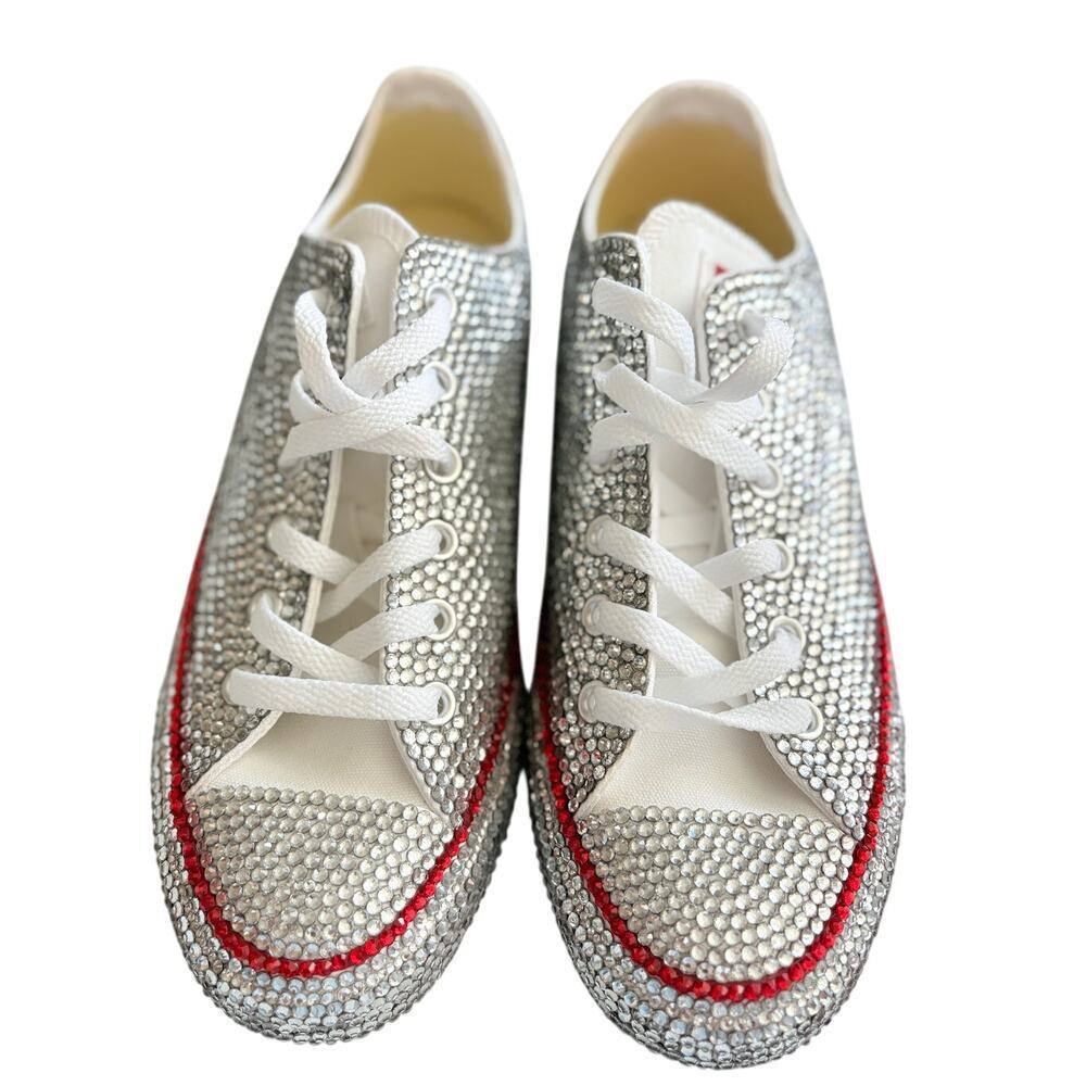 Converse‎ Women's Rhinestone Crystal Sneakers Bling White Red Size 9 New